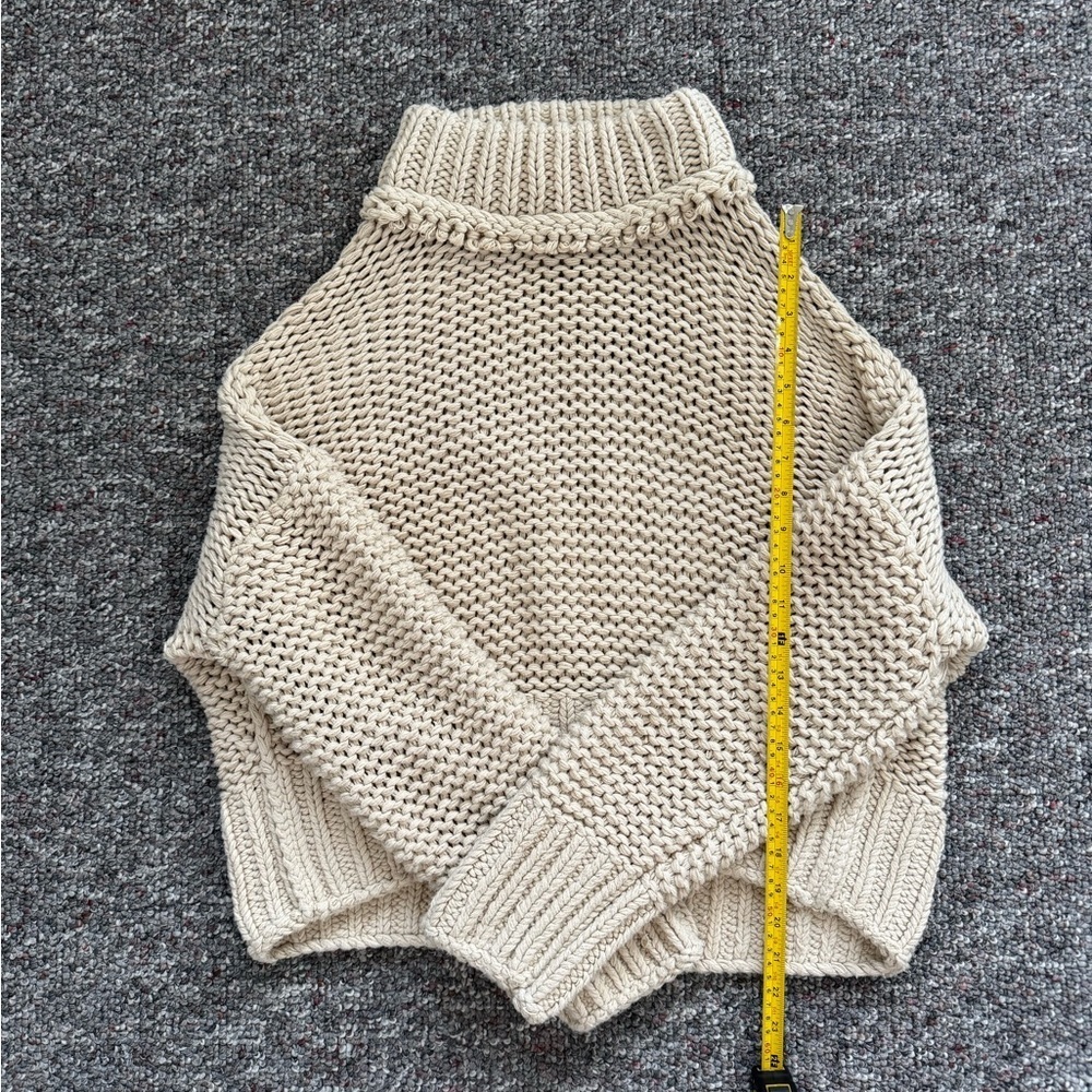 Free People My Only Sunshine Knit Beige Mock neck Cotton Chunky Sweater Medium